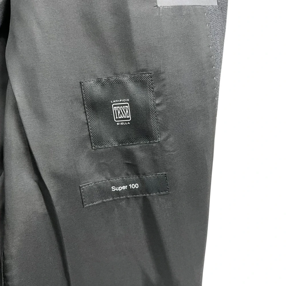 Hugo Boss Mens Super 100 Wool Blazer Suit Two Button Vented Charcoal Gray Sz 42L